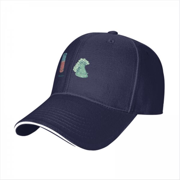 Black Baseball Cap With Cute Science Lab Beaker Print
