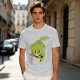 Olive Green T-Shirt With Sad Cartoon Cabbage Graphic