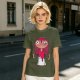 Olive Green T-Shirt With Creepy Cartoon Girl Print