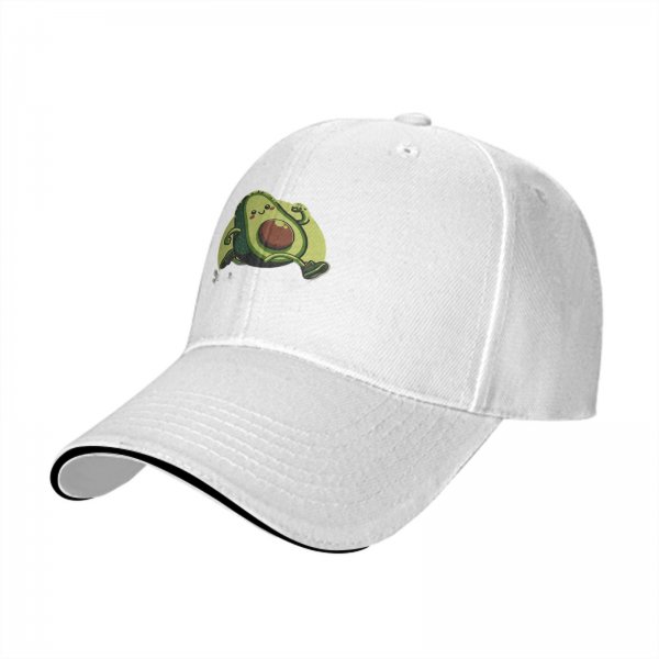 Black Baseball Cap With Cute Running Avocado Graphic