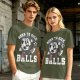 Olive Soccer Graphic T-Shirt with 'Born To Kick Balls' Print
