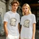 Olive green graphic t-shirt with good friends donut and coffee print