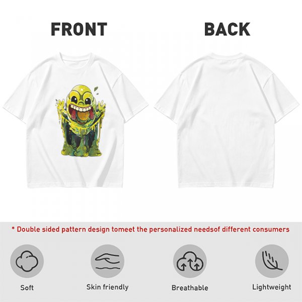 Olive T-Shirt With Playful Green Slime Monster Graphic
