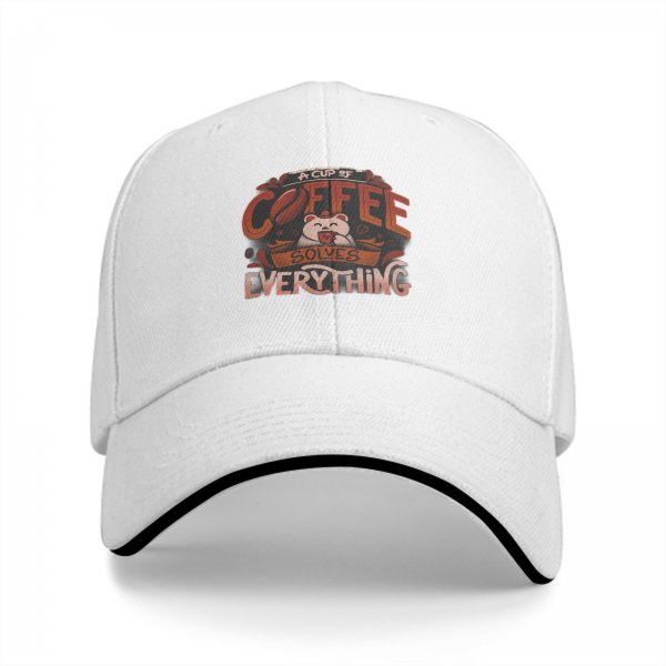 Black baseball cap with coffee solves everything bear graphic