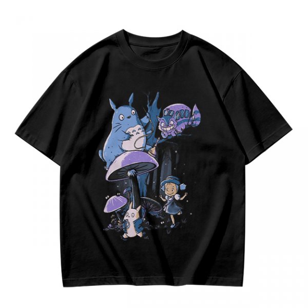 Olive T-Shirt with Whimsical Fantasy Creature and Character Print