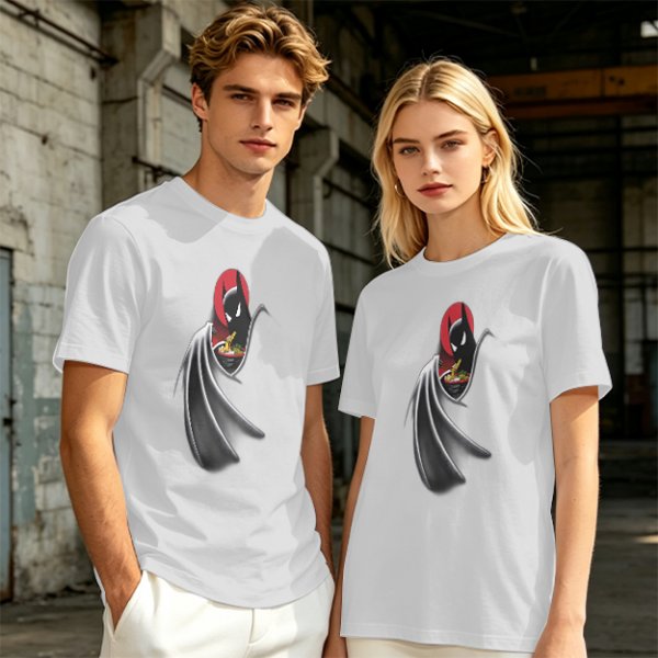 Olive Green T-Shirt With Batman Eating Ramen Graphic