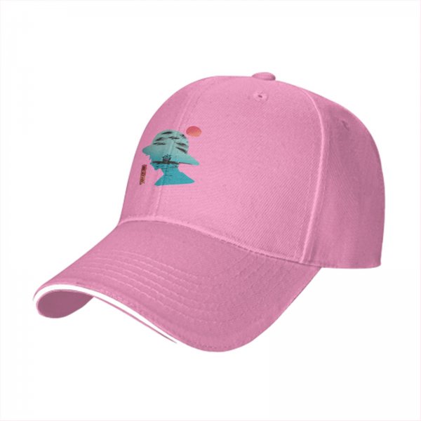Black Baseball Cap With Anime Silhouette Sunset Art Print