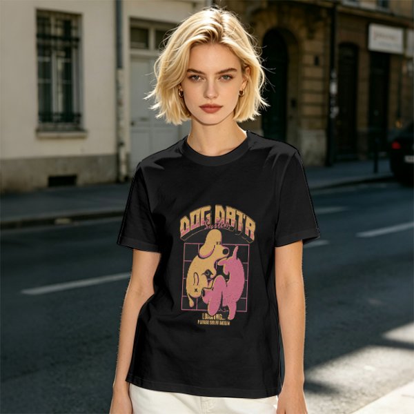 Olive green graphic t-shirt with dog data system print