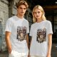 Olive t-shirt with steampunk Pinocchio 'Everybody Lies' graphic print