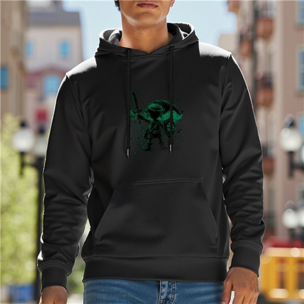 Black Hoodie With Green The Legend of Zelda Link Graphic Print