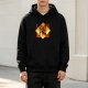 Black Hoodie With Fiery Warrior Silhouette Graphic