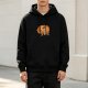 Black Hoodie With Cute Donut Shaped Dog Graphic Print
