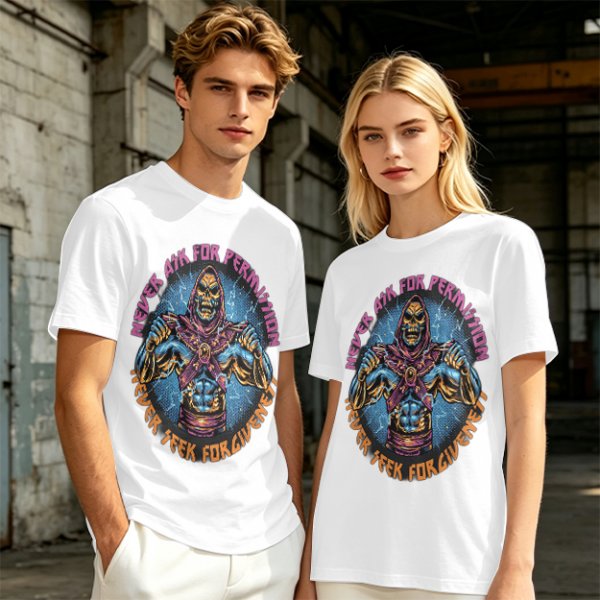 Olive t-shirt with skeleton warrior graphic and permission forgiveness text