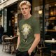 Olive Green T-Shirt With Glowing Tree Reflection Art