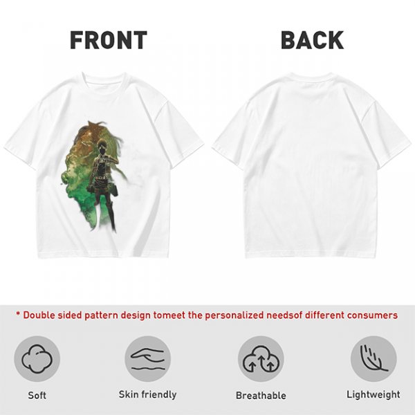Olive Anime Graphic T-Shirt With Warrior And Giant Artwork