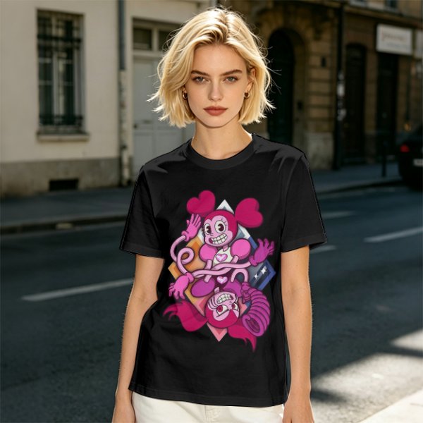 Olive T-shirt with Spinel Character Graphic Print