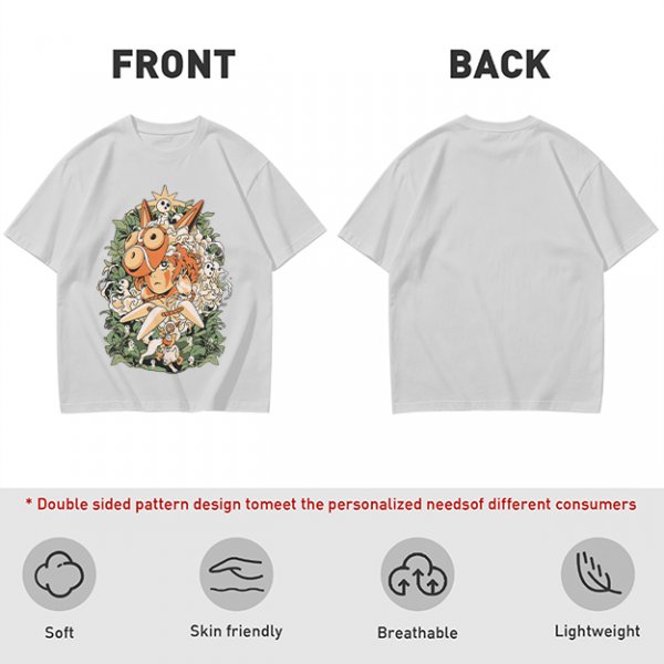 Olive T-shirt with Princess Mononoke Forest Spirit Art Print