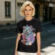 Olive T-Shirt With Maneki-Neko Sabertooth Cat And Crow Art