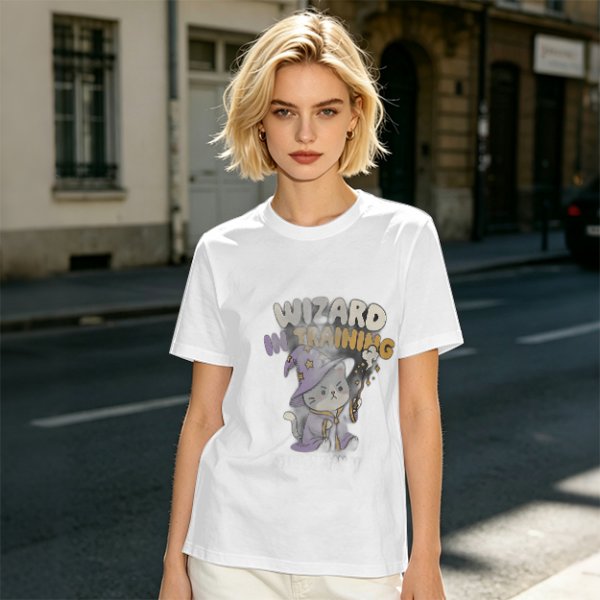 Wizard In Training Cat Graphic Olive T-Shirt