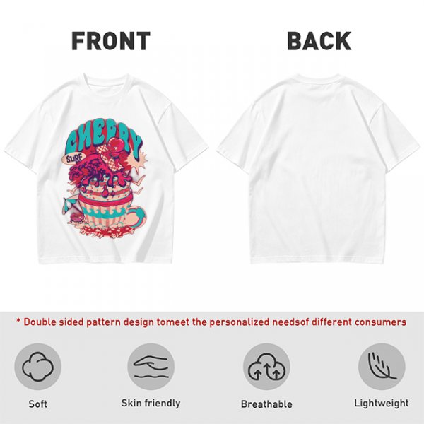 Olive T-shirt with Cherry Surf Cupcake Beach Graphic Print