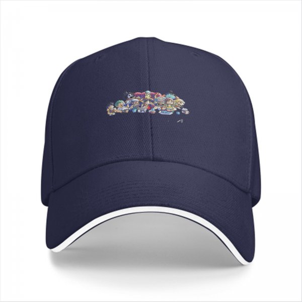 Black Baseball Cap With Cute Chibi Anime Character Group Print