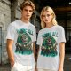 Olive T-Shirt Featuring 'We're All Doomed' and Doom Character Art