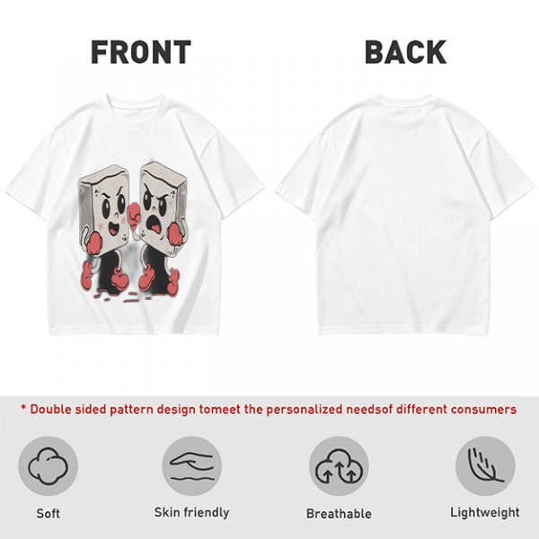Olive T-Shirt With Retro Cartoon Fighting Ice Cubes Graphic