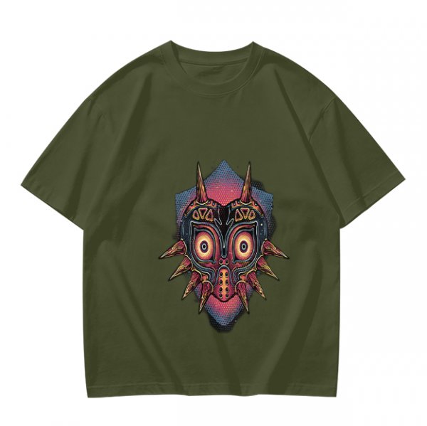 Olive Green T-Shirt With Majora's Mask Graphic Print
