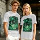 Olive Green Anime T-Shirt With Swordsman Character Artwork