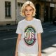 Olive green graphic t-shirt with 90s nostalgic print