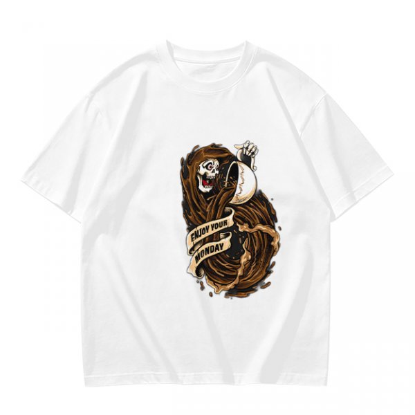 Olive T-Shirt With Grim Reaper Coffee Enjoy Your Monday Print