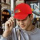 Black Baseball Cap With Colorful Cat Guitar Graphic Design