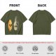 Olive T-Shirt With Surprised Flame and Burnt Ghost Character Art