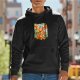Black hoodie with citrus fruit and whimsical graphic print