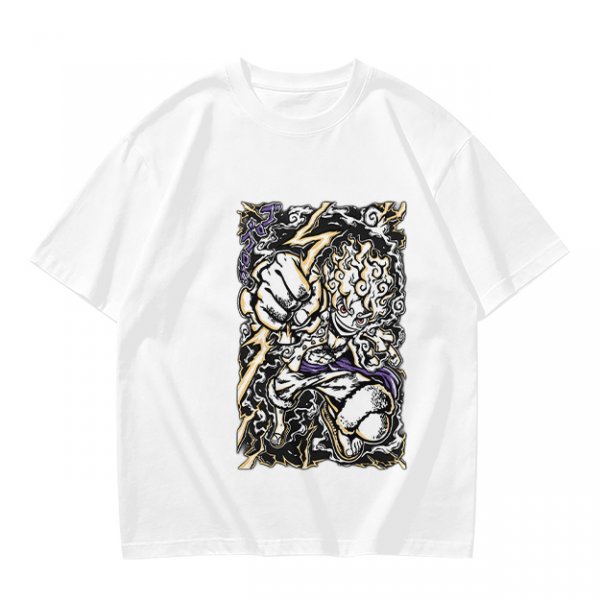 Olive Anime Graphic T-Shirt With Fist And Lightning Artwork