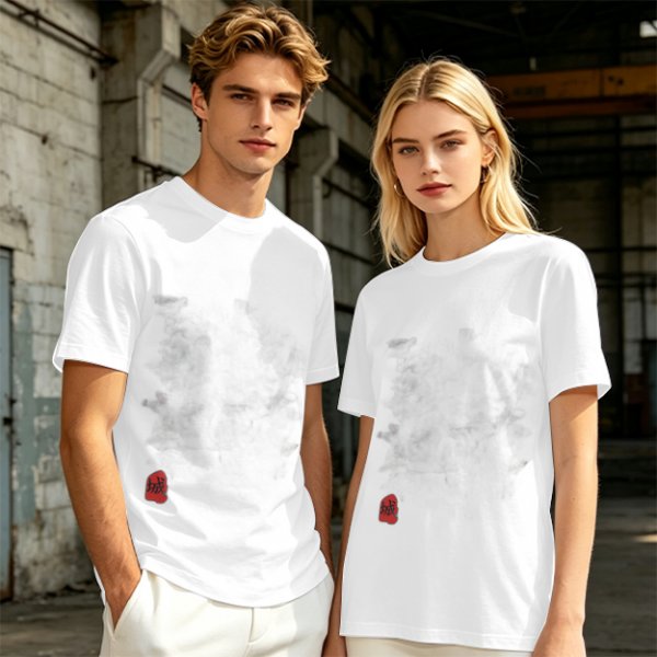 Oversized Olive Green T-Shirt with Red Stamp Detail