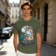 Olive T-shirt with Tangled Orange Cat Yarn It Print