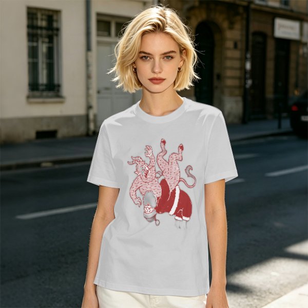 Olive T-Shirt With Krampus And Santa Graphic Print