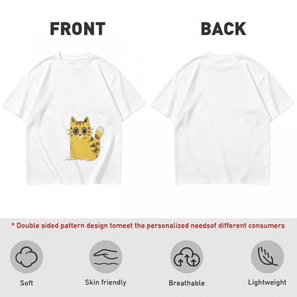 Olive Green T-Shirt With Surprised Yellow Tabby Cat Graphic