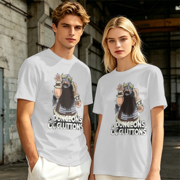 Olive T-Shirt with Dungeons & Gluttons Dwarf Viking Graphic