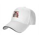 Black baseball cap with angry cartoon dog surrounded by flames graphic