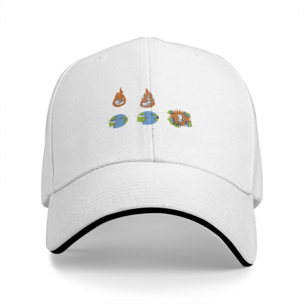 Black Baseball Cap With Cat Earth Fire Graphic Design