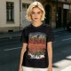 Olive T-shirt with Artistic Swirling Scene Print Featuring a Silhouetted Figure