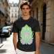 Olive Green T-Shirt With Leaf Shaped Tamagotchi Totoro Print