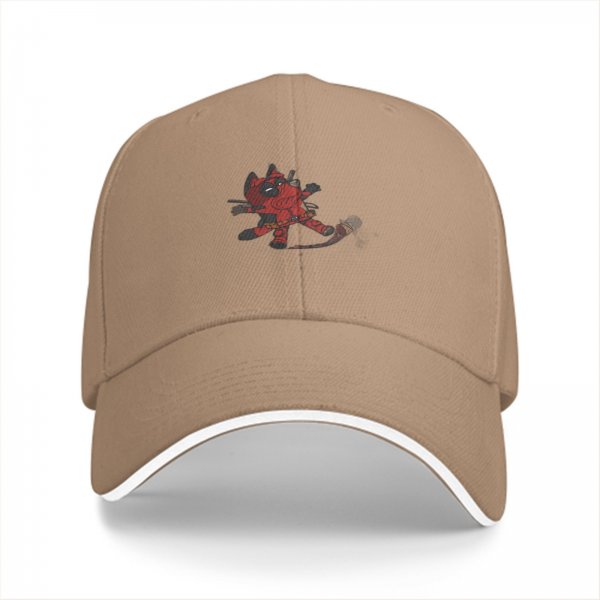 Black baseball cap with chibi Deadpool graphic design