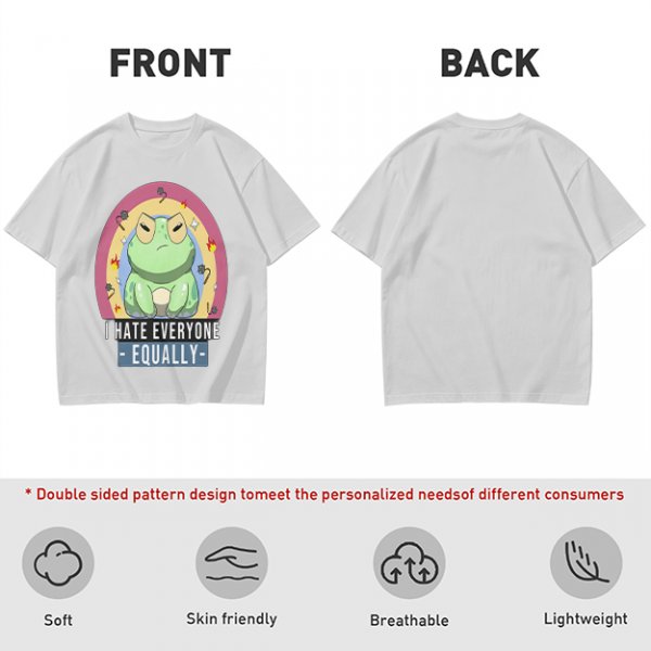 Olive T-Shirt With Grumpy Frog 'I Hate Everyone Equally' Print
