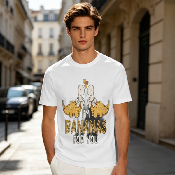 Olive T-Shirt With Cute Banana Dinosaur Love Graphic And I'm Bananas For You Text