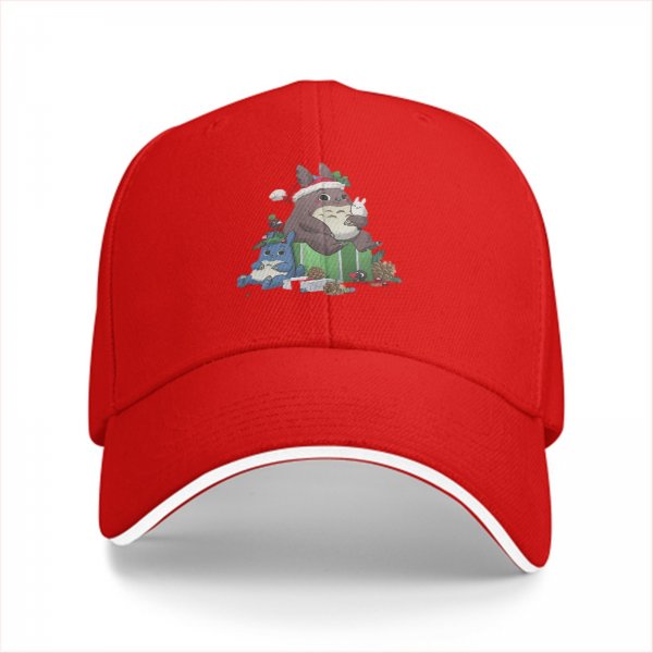 Black Baseball Cap With Christmas Totoro Family Graphic