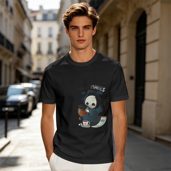 Cute Grim Reaper Coffee Lover Graphic T-Shirt