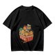 Olive T-shirt with Chibi Anime Characters in Takeout Box